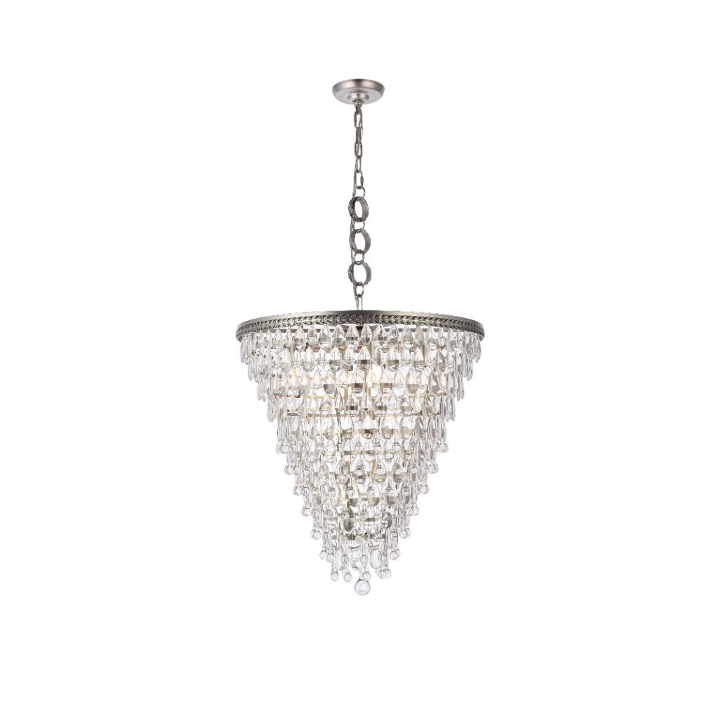 Elegant Lighting 1219D24AS/RC Nordic Collection Pendant Lamp in Antique Silver Royal Cut Clear