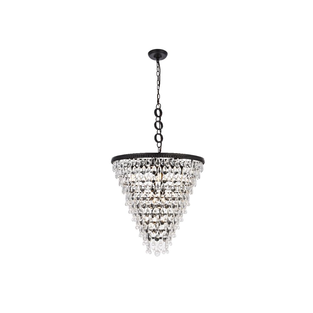 Elegant Lighting 1219D24BK/RC Nordic 7 lights black chandelier