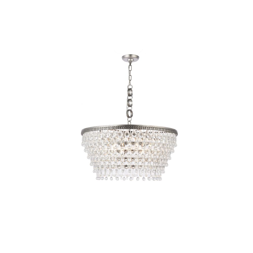 Elegant Lighting 1219D28AS/RC Nordic Collection Pendant Lamp in Antique Silver Royal Cut Clear