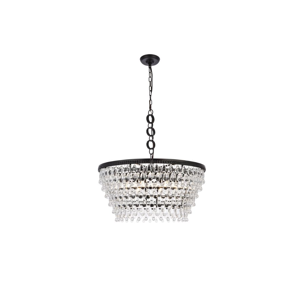 Elegant Lighting 1219D28BK/RC Nordic 6 lights black chandelier