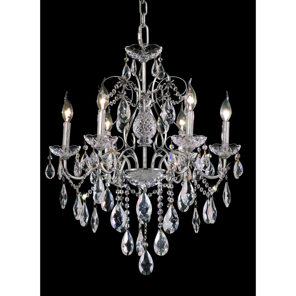 Elegant Lighting 2016D24C/RC St. Francis 6 Light Dining Chandelier in Chrome with Royal Cut Clear Crystal