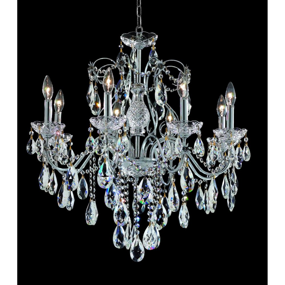 Elegant Lighting 2016D26C/RC St. Francis 8 Light Dining Chandelier in Chrome with Royal Cut Clear Crystal