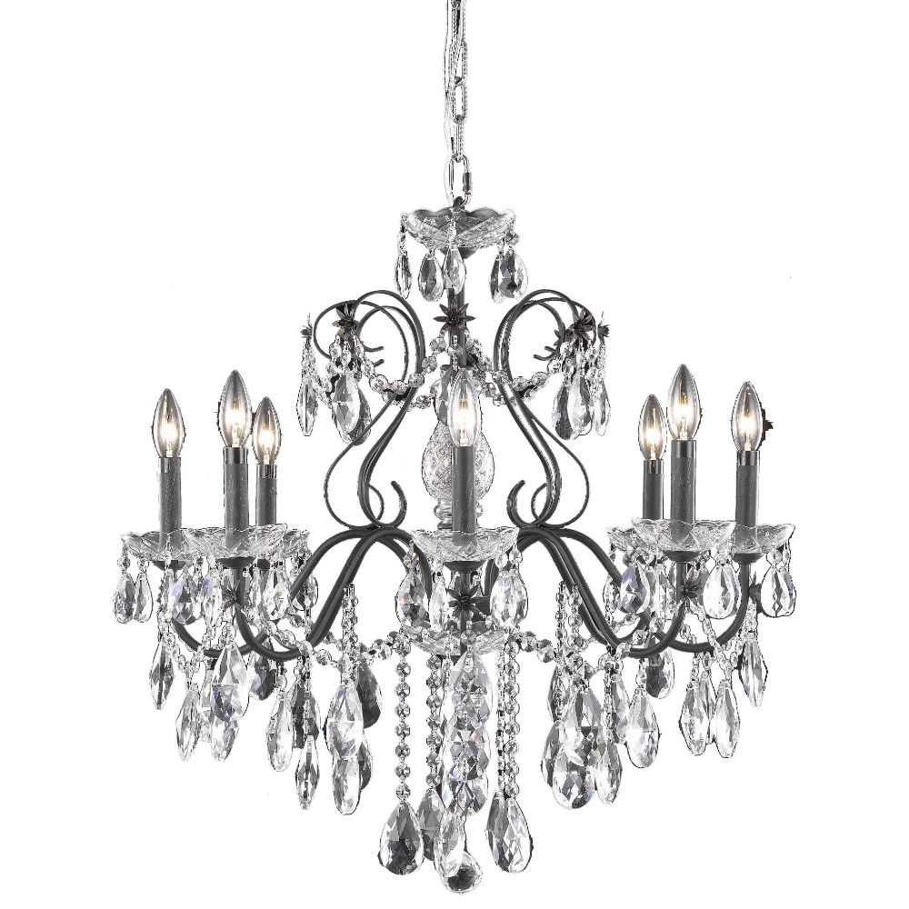 Elegant Lighting 2016D26DB/RC St. Francis 6 Light Dining Chandelier in Dark Bronze with Royal Cut Clear Crystal