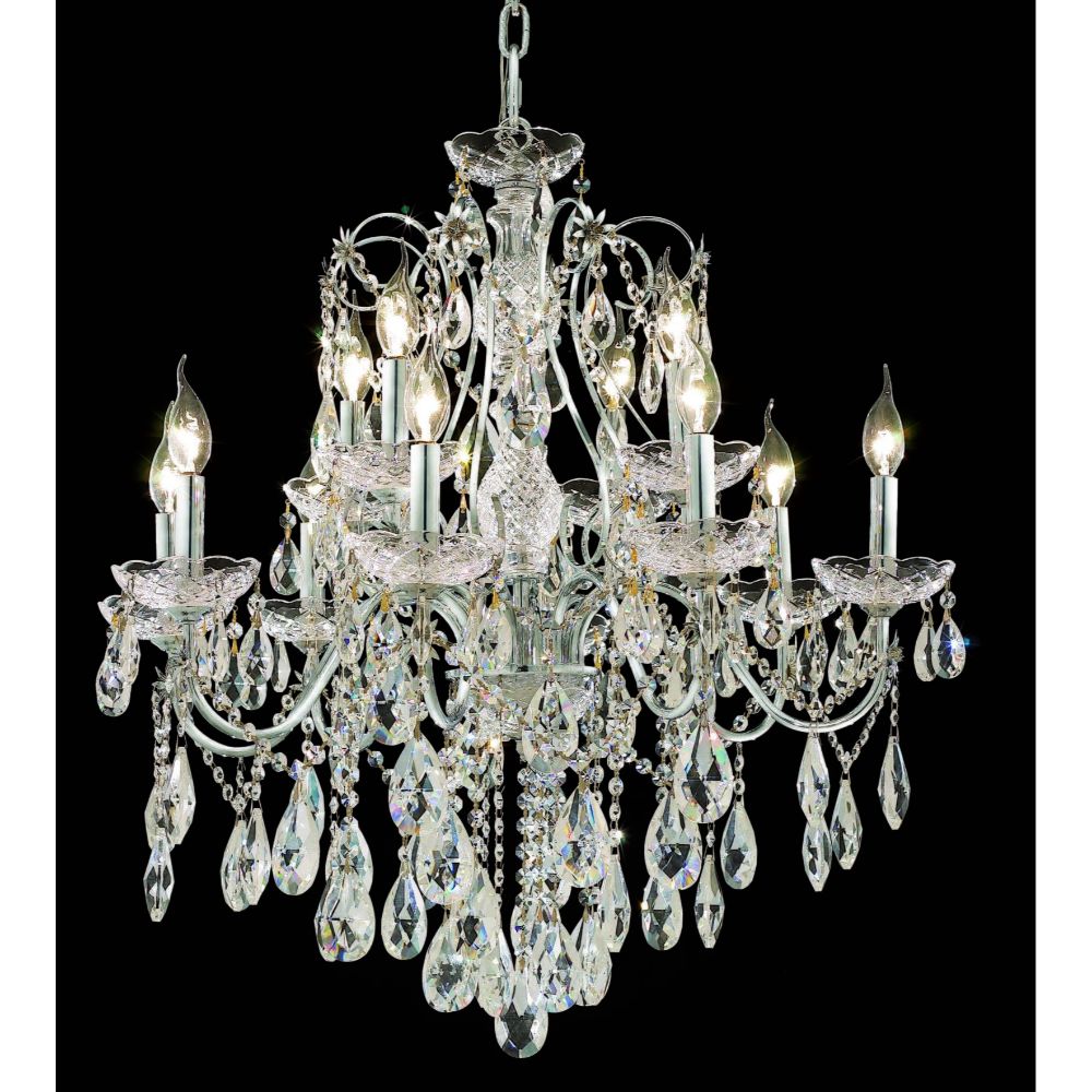 Elegant Lighting 2016D28C/RC St. Francis 12 Light Dining Chandelier in Chrome with Royal Cut Clear Crystal