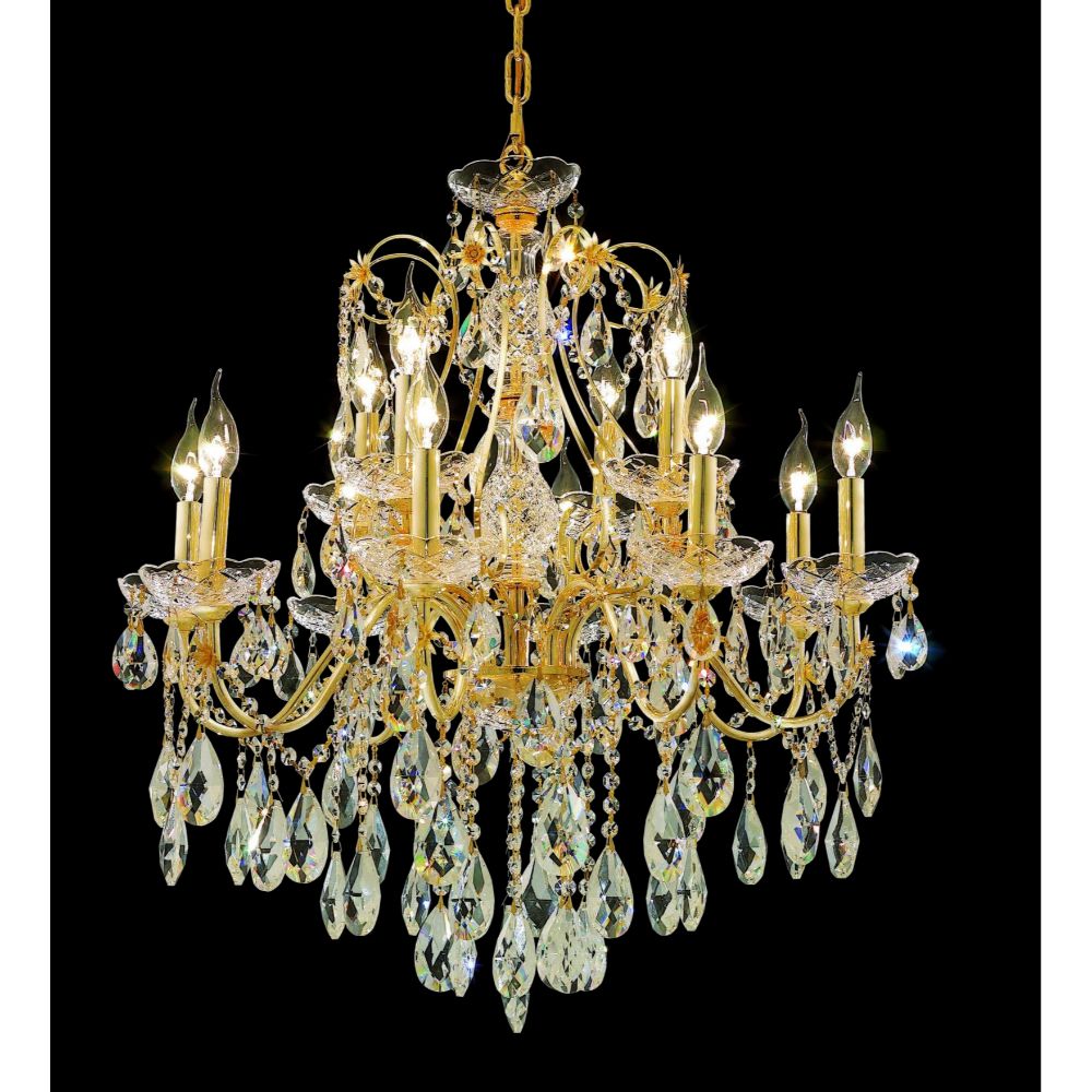 Elegant Lighting 2016D28G/RC St. Francis 12 Light Dining Chandelier in Gold with Royal Cut Clear Crystal