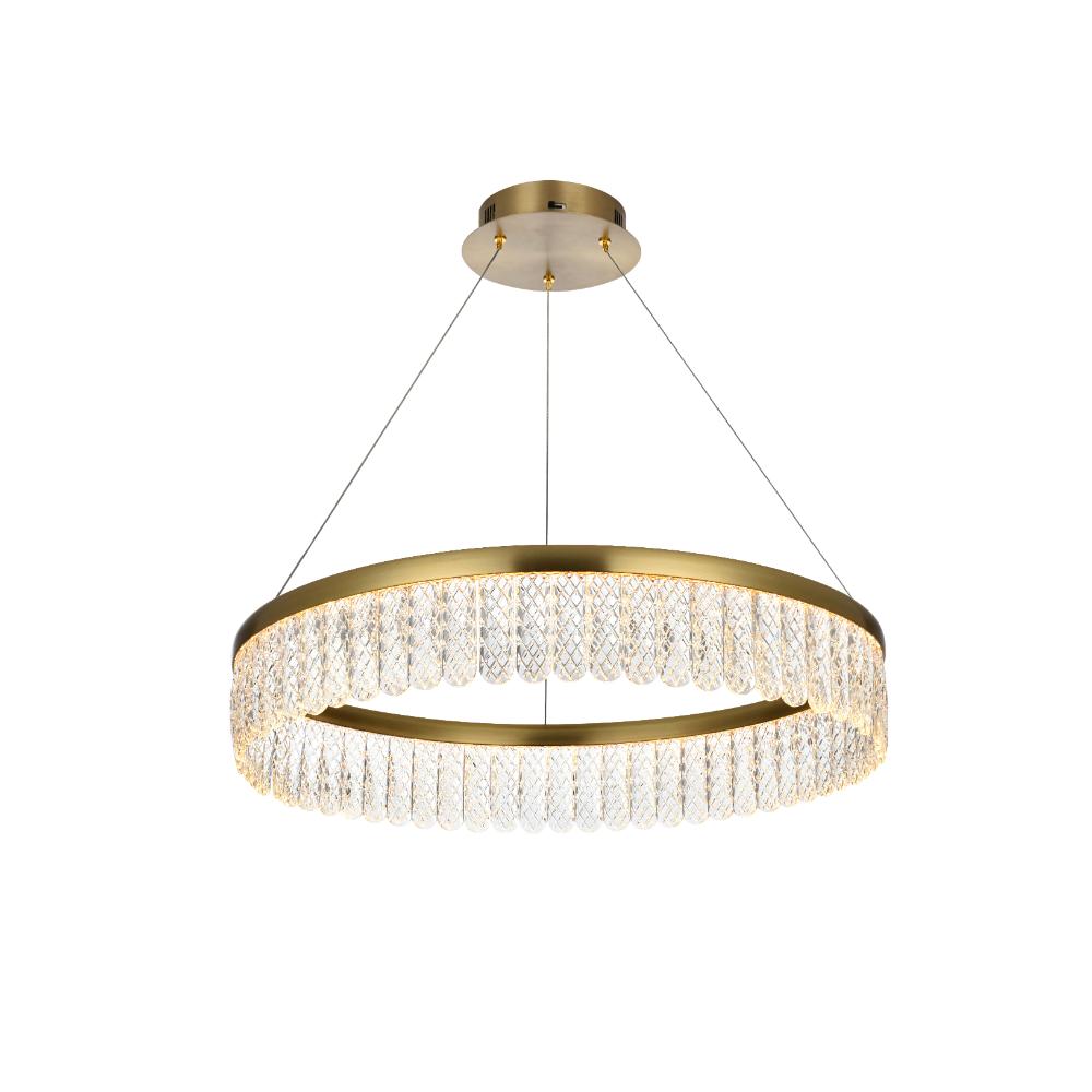 Elegant Lighting 2060D24SG Rune 24 inch Adjustable LED chandelier in Satin Gold
