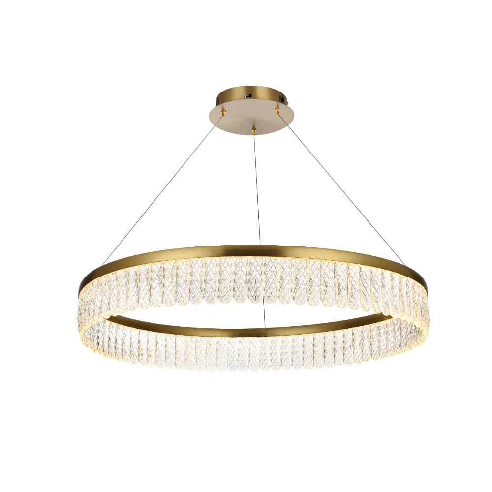 Elegant Lighting 2060D32SG Rune 32 inch Adjustable LED chandelier in Satin Gold