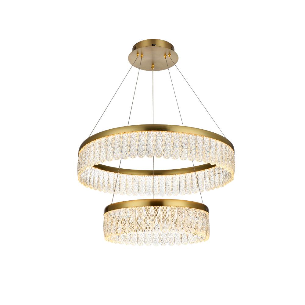 Elegant Lighting 2060G24SG Rune 24 inch Adjustable LED chandelier in Satin Gold