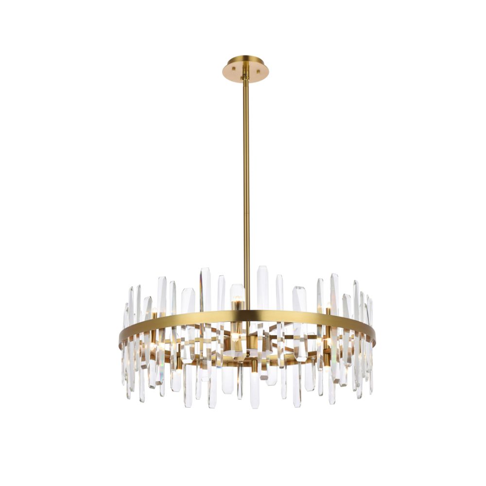 Elegant Lighting 2200D32SG Serena 32 Inch Crystal Round Chandelier In Satin Gold