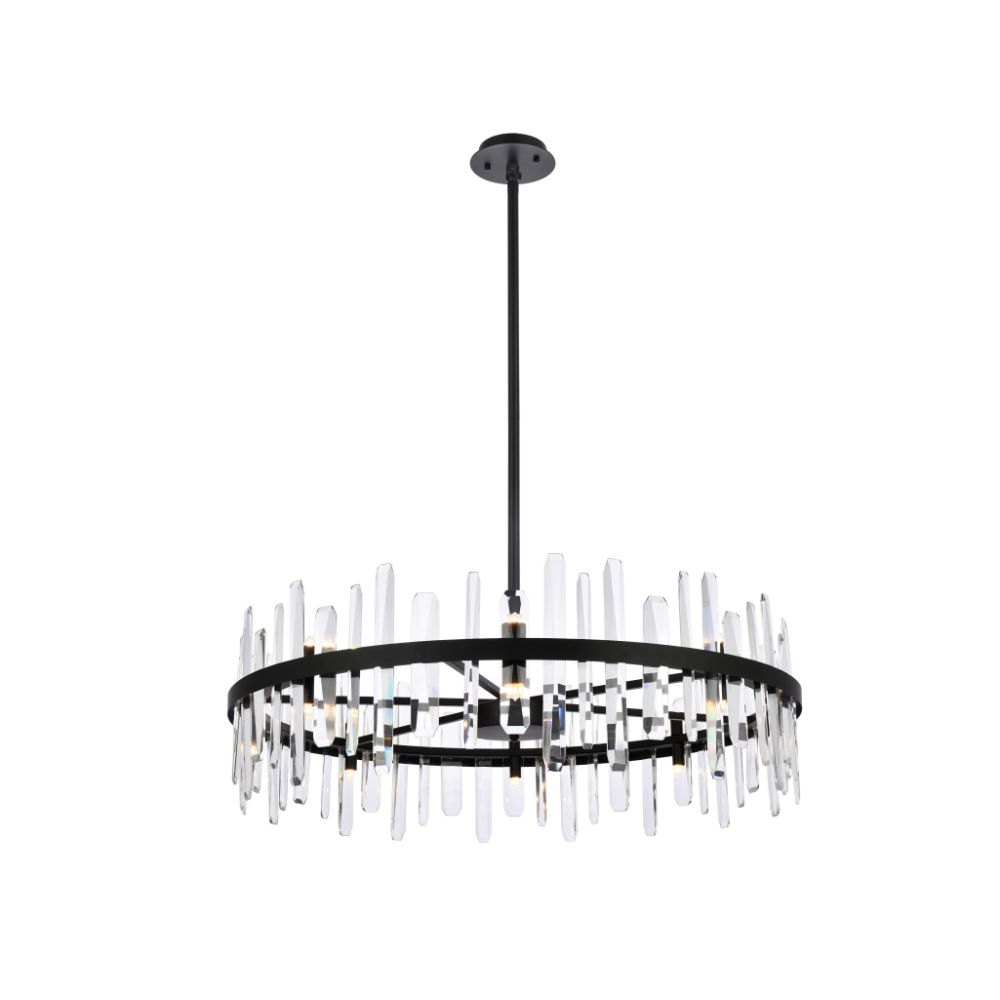 Elegant Lighting 2200D36BK Serena 36 Inch Crystal Round Chandelier In Black