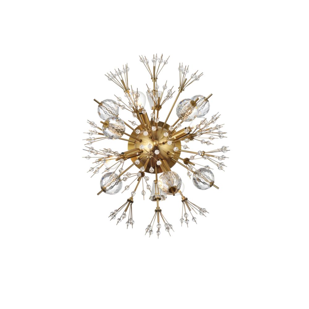 Elegant Lighting 2500W19SG Vera 19 Inch Crystal Starburst Wall Sconce In Gold