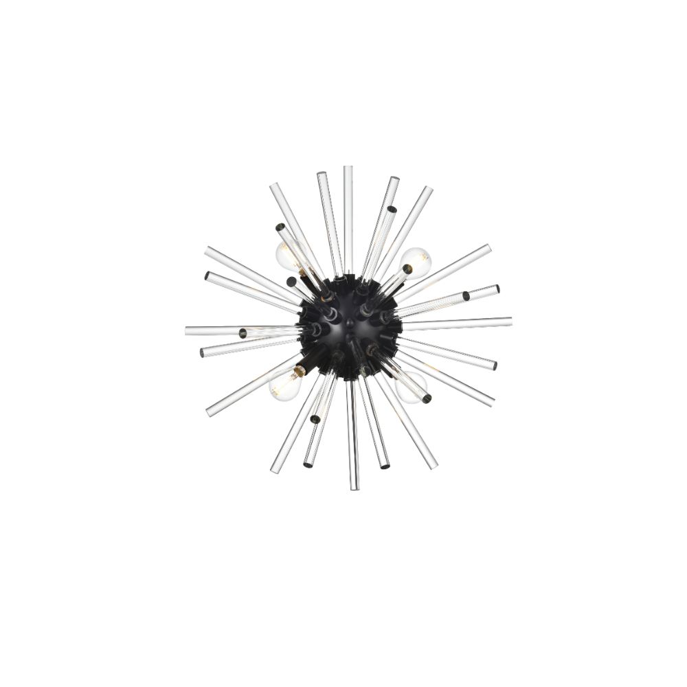 Elegant Lighting 2502W18BK Sienna 18 Inch Crystal Rod Wall Sconce In Black