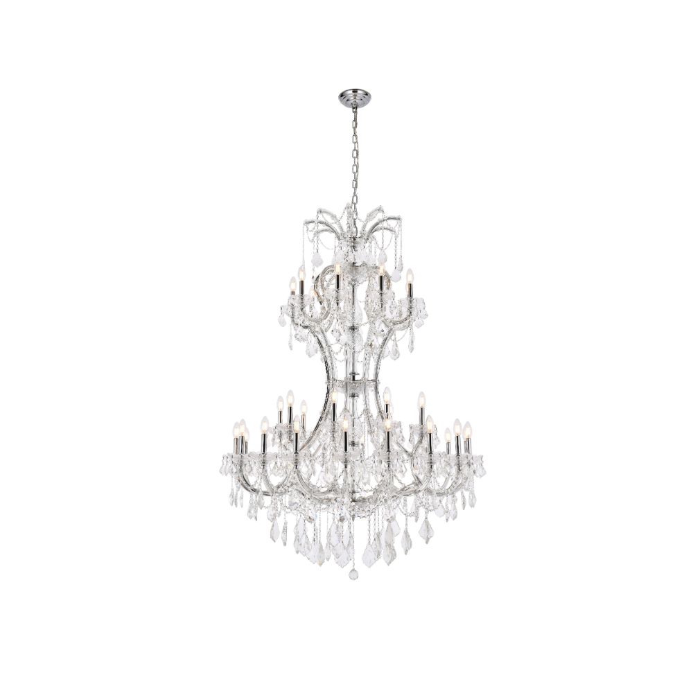 Elegant Lighting 2800D46C/RC Maria Theresa 36 Light Foyer in Chrome with Royal Cut Clear Crystal