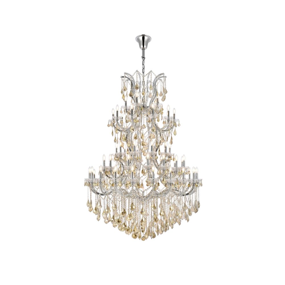 Elegant Lighting 2800G54C-GT/RC Maria Theresa 61 Light Foyer in Chrome with Royal Cut Golden Teak Crystal