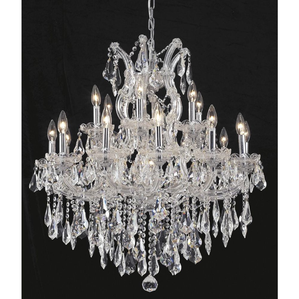 Elegant Lighting 2801D30C/RC Maria Theresa 19 Light Dining Chandelier in Chrome with Royal Cut Clear Crystal