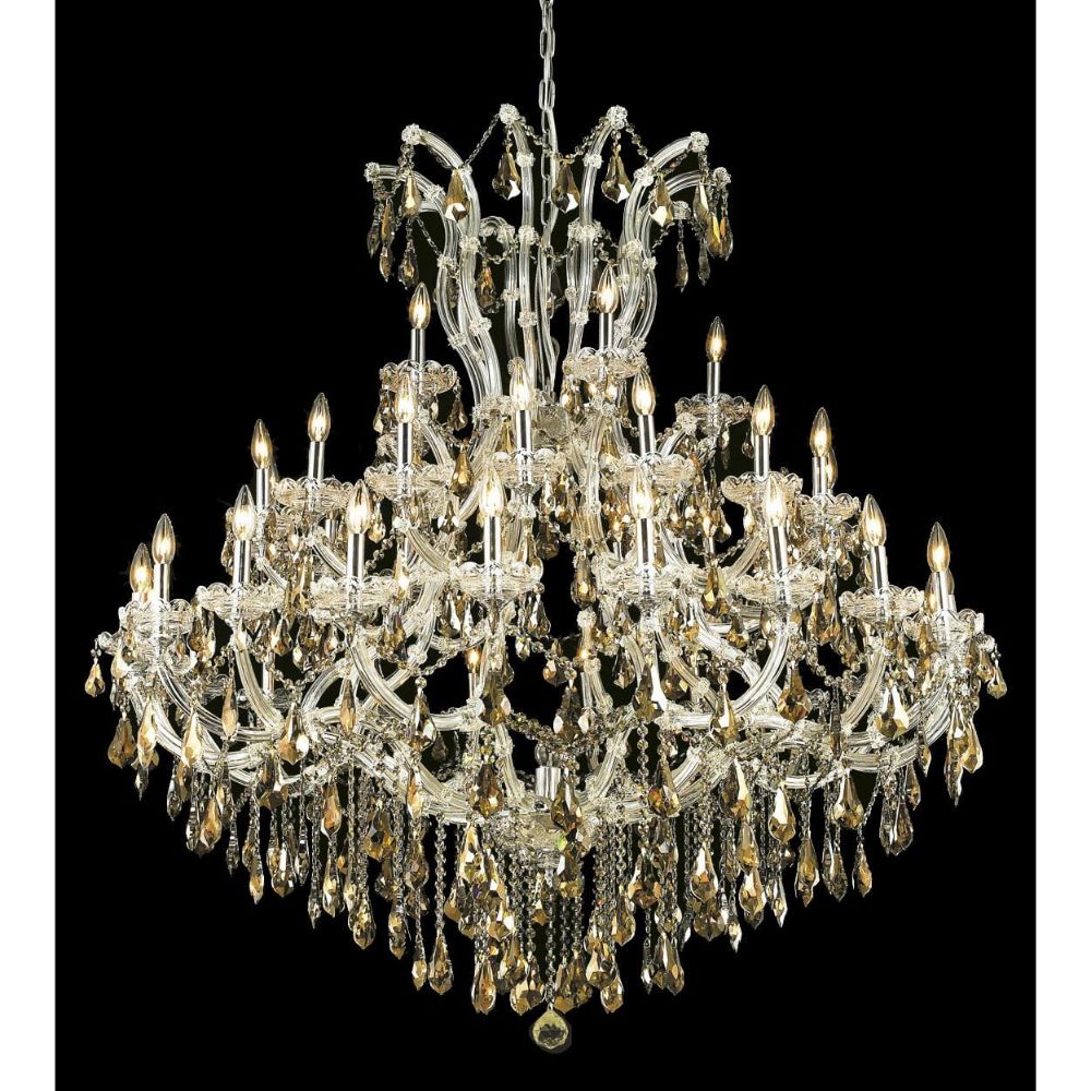 Elegant Lighting 2801G52C-GT/RC Maria Theresa 41 Light Foyer in Chrome with Royal Cut Golden Teak Crystal