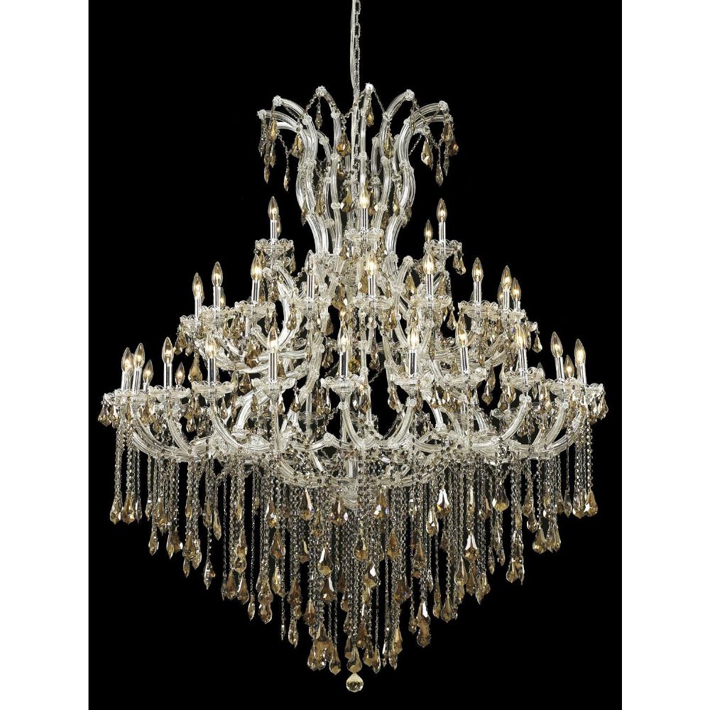 Elegant Lighting 2801G60C-GT/RC Maria Theresa 49 Light Foyer in Chrome with Royal Cut Golden Teak Crystal