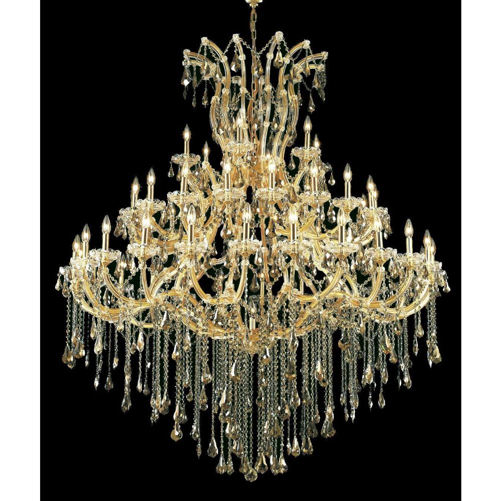 Elegant Lighting 2801G60G-GT/RC Maria Theresa 49 Light Foyer in Gold with Royal Cut Golden Teak Crystal