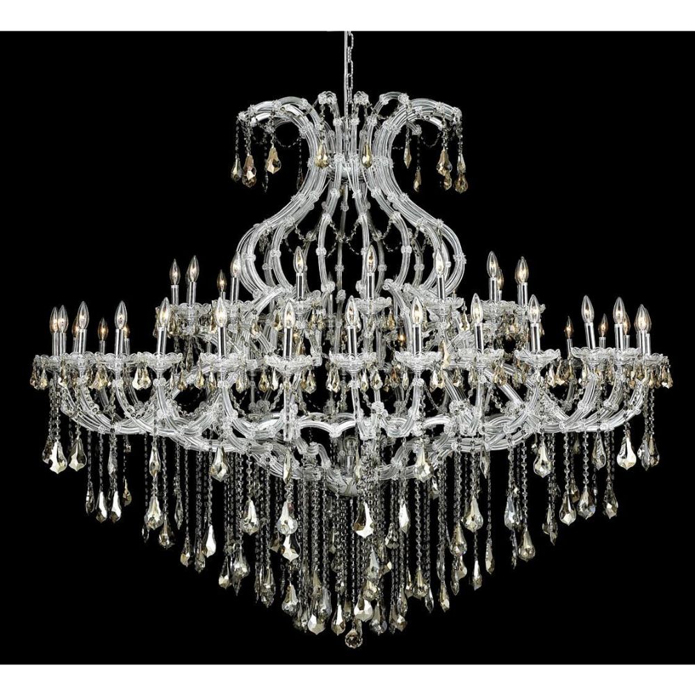 Elegant Lighting 2801G72C-GT/RC Maria Theresa 49 Light Foyer in Chrome with Royal Cut Golden Teak Crystal
