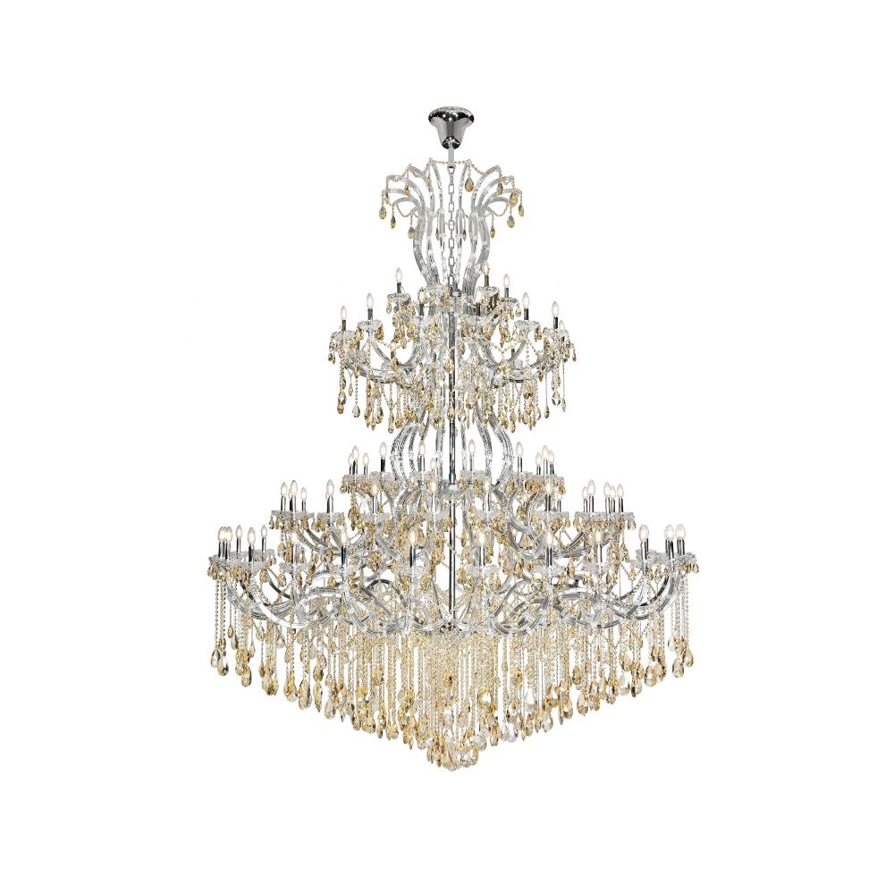 Elegant Lighting 2803G120C-GS/RC Maria Theresa 84 light Chrome Chandelier with Golden Shadow tear drop crystals