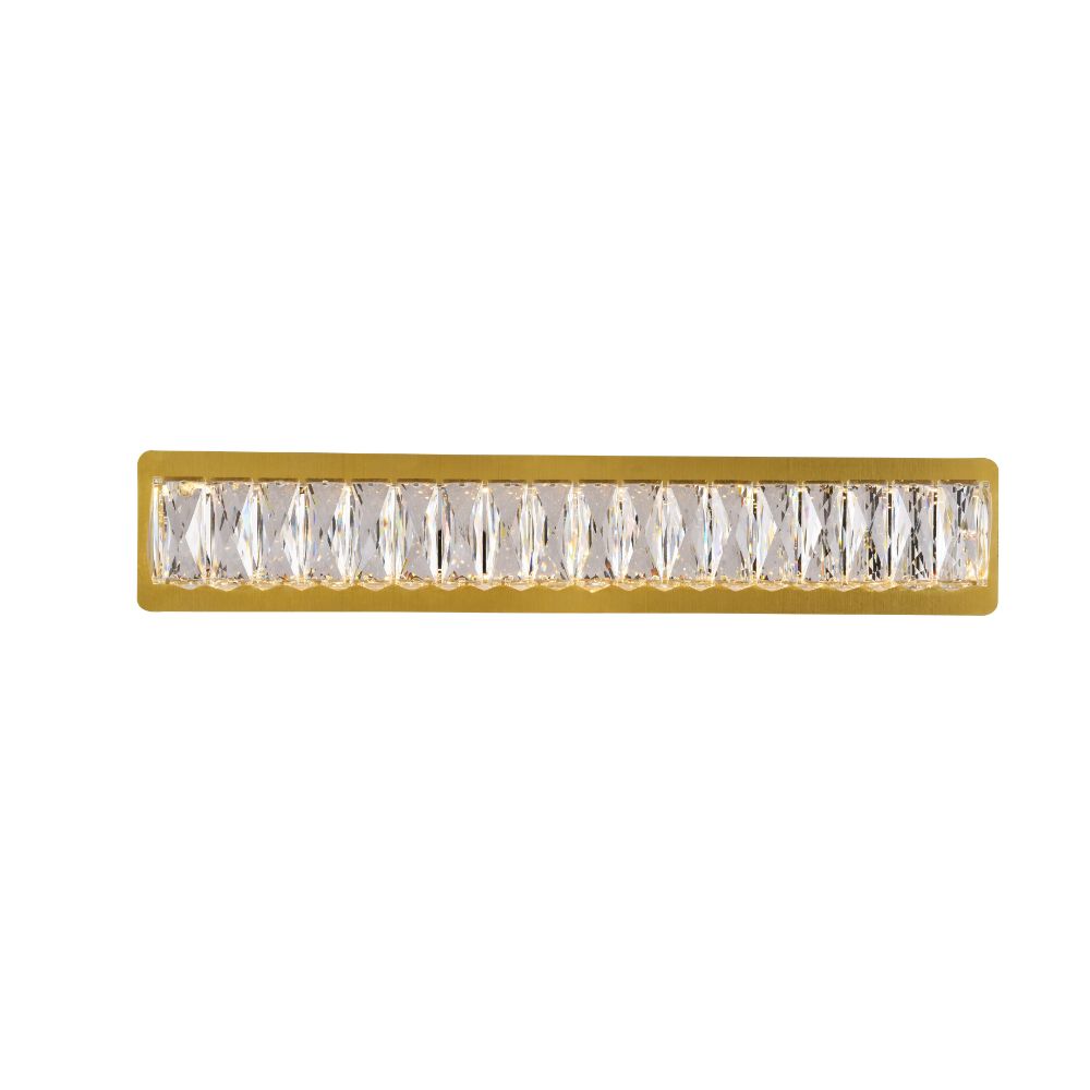Elegant Lighting 3502W24G Monroe Integrated LED chip light gold Wall Sconce Clear Royal Cut Crystal