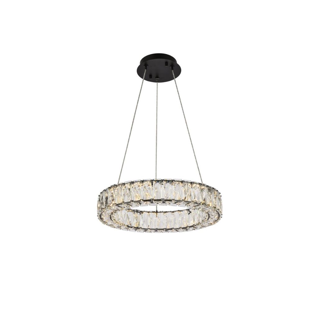Elegant Lighting 3503D17BK Monroe 17 Inch LED Round Single Pendant in Black