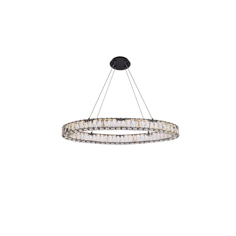 Elegant Lighting 3503D36BK Monroe 36 Inch LED Oval Single Pendant in Black