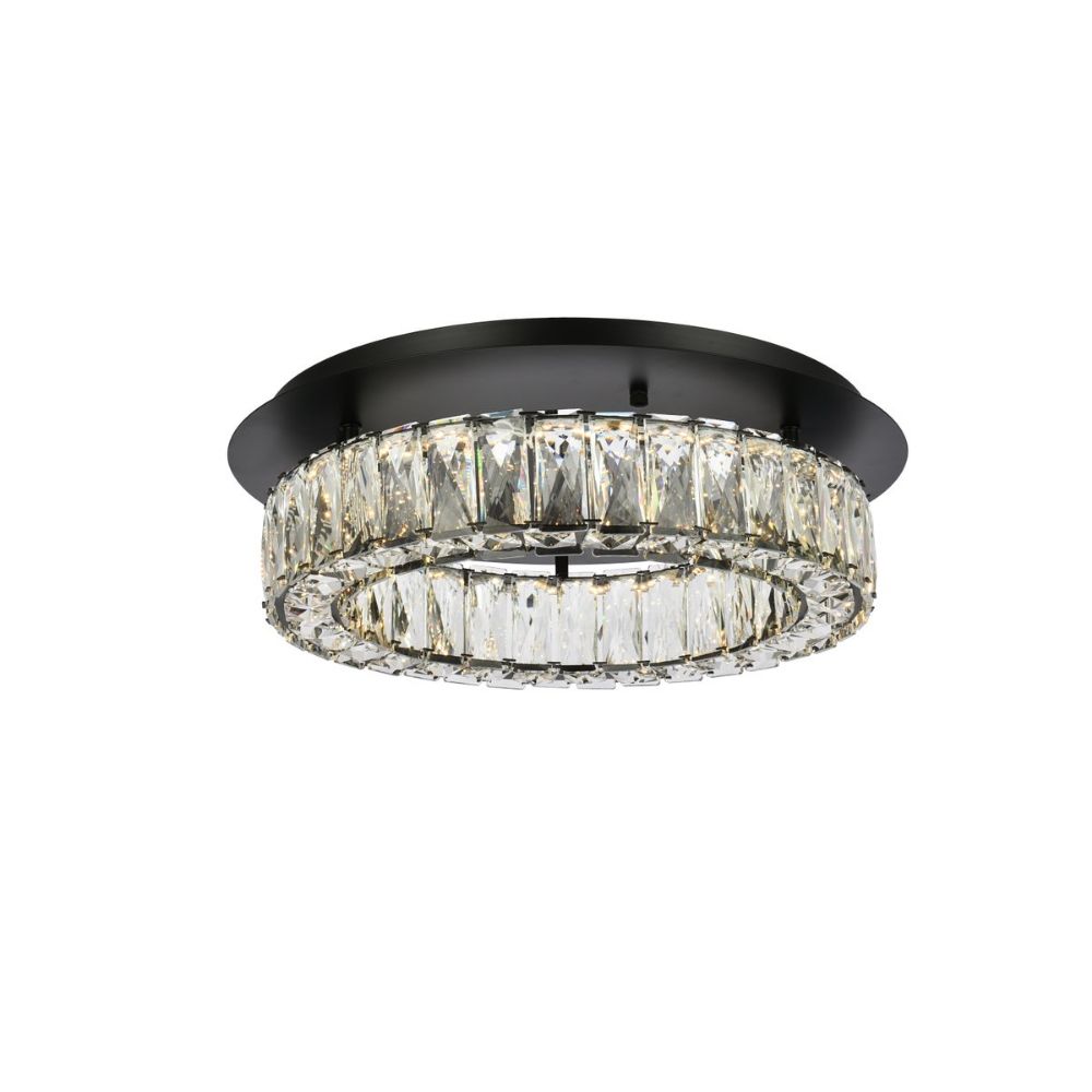Elegant Lighting 3503F18BK Monroe 18 Inch LED Single Flush Mount in Black
