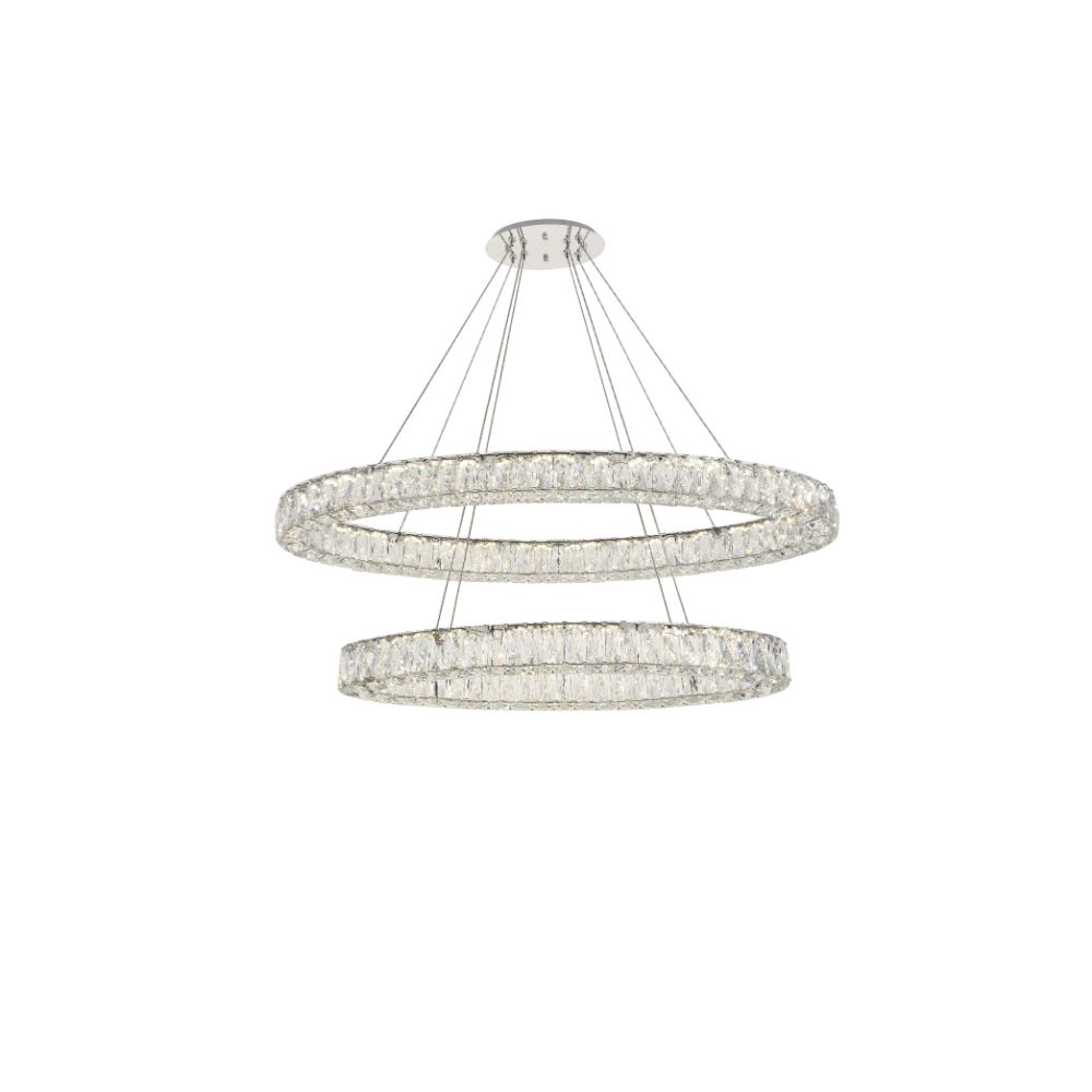 Elegant Lighting 3503D40C Monroe Integrated LED light Chrome Oval Chandelier Clear Royal Cut Crystal