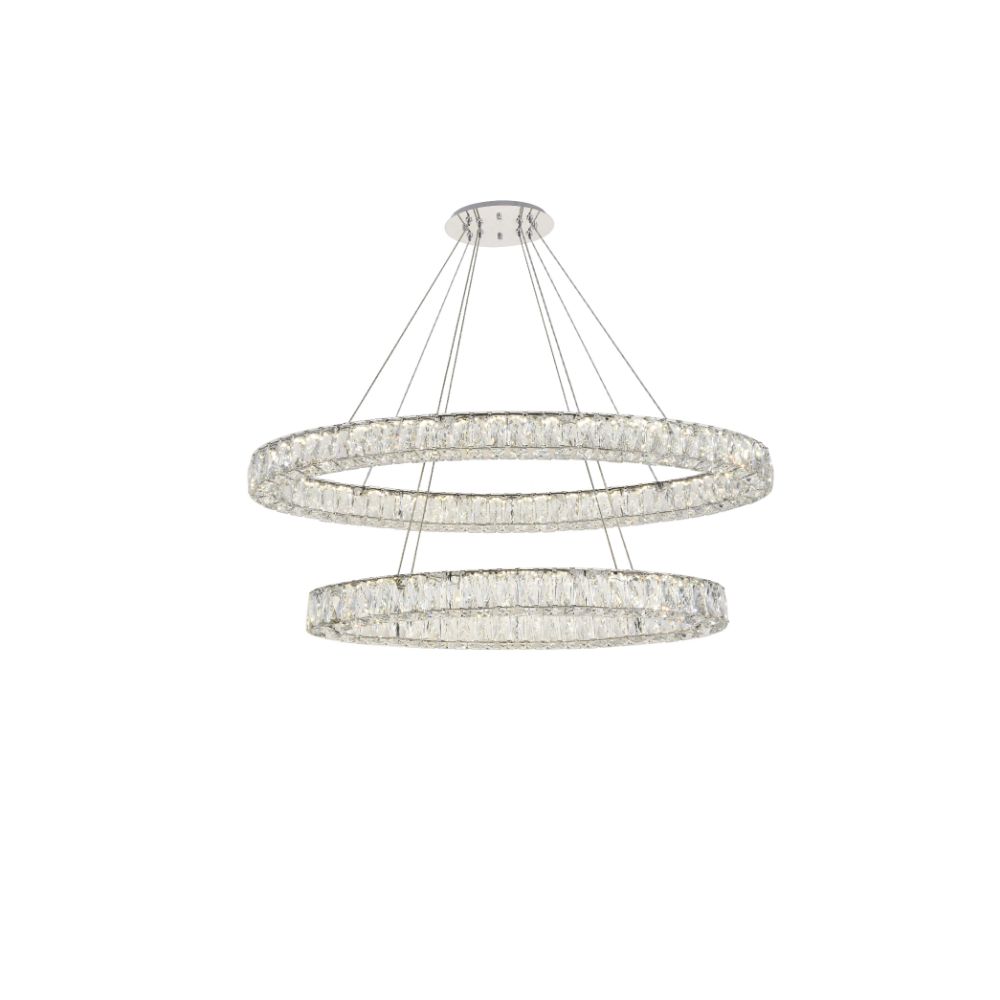 Elegant Lighting 3503D48C Monroe Integrated Oval LED light Chrome Chandelier Clear Royal Cut Crystal