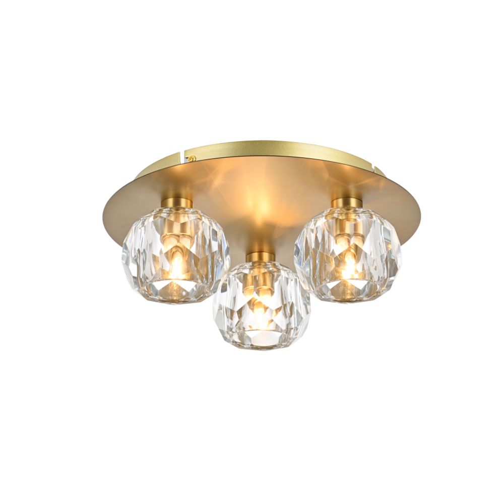 Elegant Lighting 3509F12G Graham 3 Light Ceiling Lamp in Gold 
