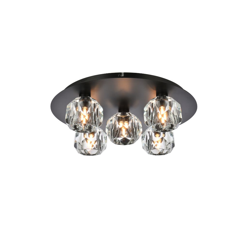 Elegant Lighting 3509F16BK Graham 5 Light Ceiling Lamp in Black 