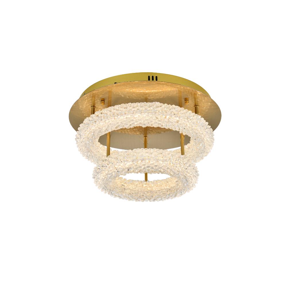 Elegant Lighting 3800F18L2SG Bowen 18 inch Adjustable LED Flush Mount in Satin Gold