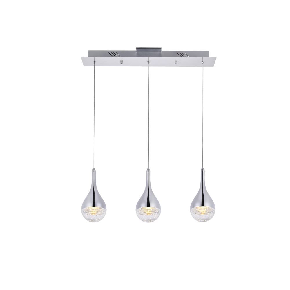 Elegant Lighting 3803D24C Amherst Collection Led 3-Light Chandelier 24In X 4In X 9In Chrome Finish