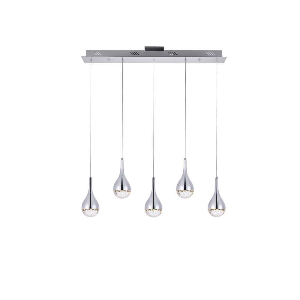 Elegant Lighting 3805D33C Amherst Collection Led 5-Light Chandelier 34In X 4In X 9In Chrome Finish