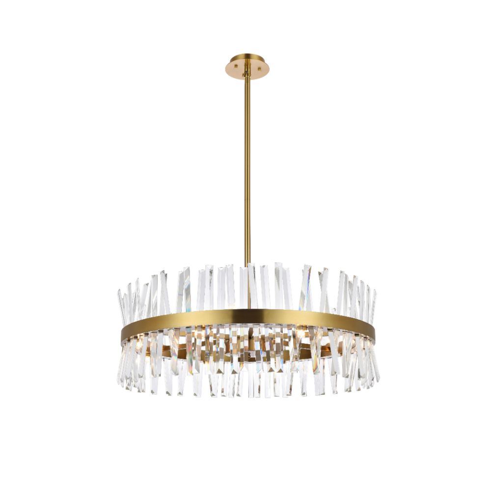 Elegant Lighting 6200D32SG Serephina 32 Inch Crystal Round Chandelier Light In Satin Gold