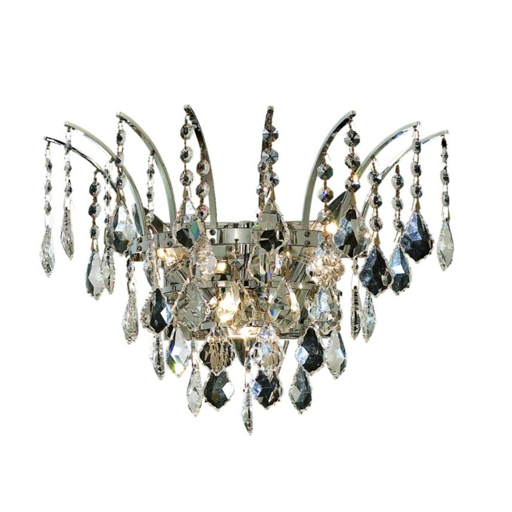 Elegant Lighting 8033W16C/RC Victoria 3 Light Wall Sconce in Chrome with Royal Cut Clear Crystal