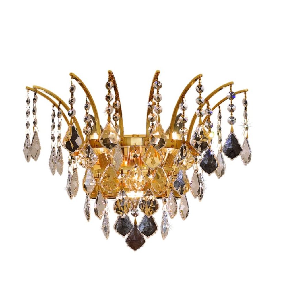 Elegant Lighting 8033W16G/RC Victoria 3 Light Wall Sconce in Gold with Royal Cut Clear Crystal
