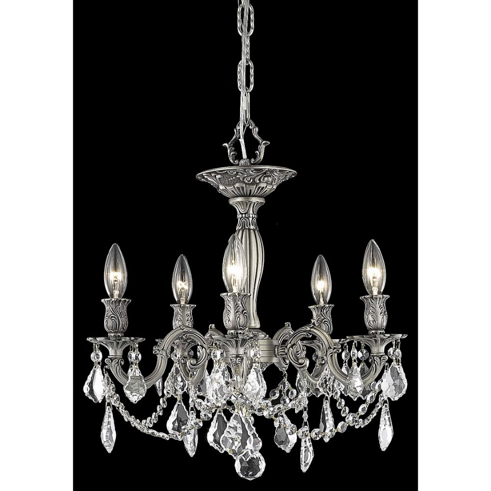 Elegant Lighting 9205F18PW/RC Rosalia 5 Light Flush Mount in Pewter with Royal Cut Clear Crystal