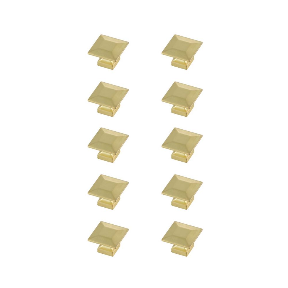 Elegant Decor by Elegant Lighting KB2025-GD-10PK Cecil 1.3" Square Knob Multipack (Set of 10) in Brushed Gold