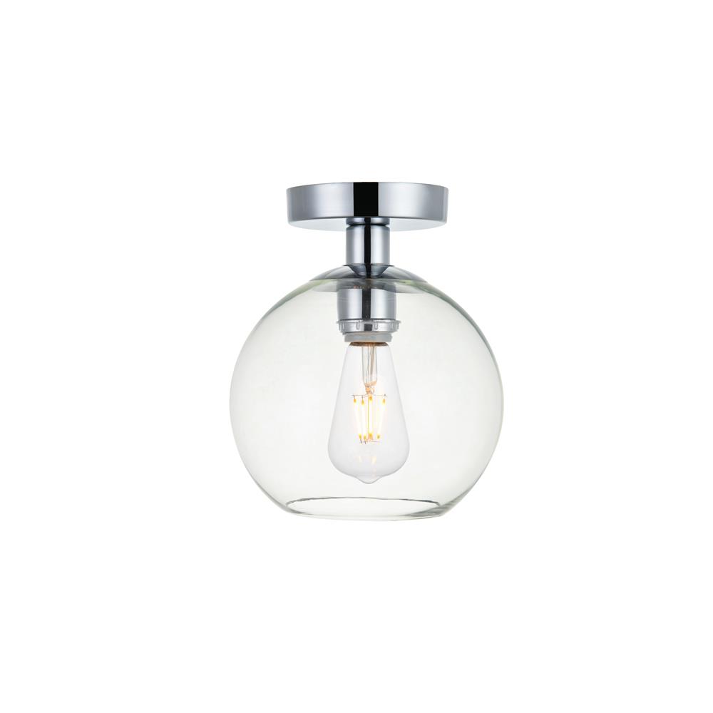 Living District by Elegant Lighting LD2204C Baxter 1 Light Chrome Flush Mount With Clear Glass