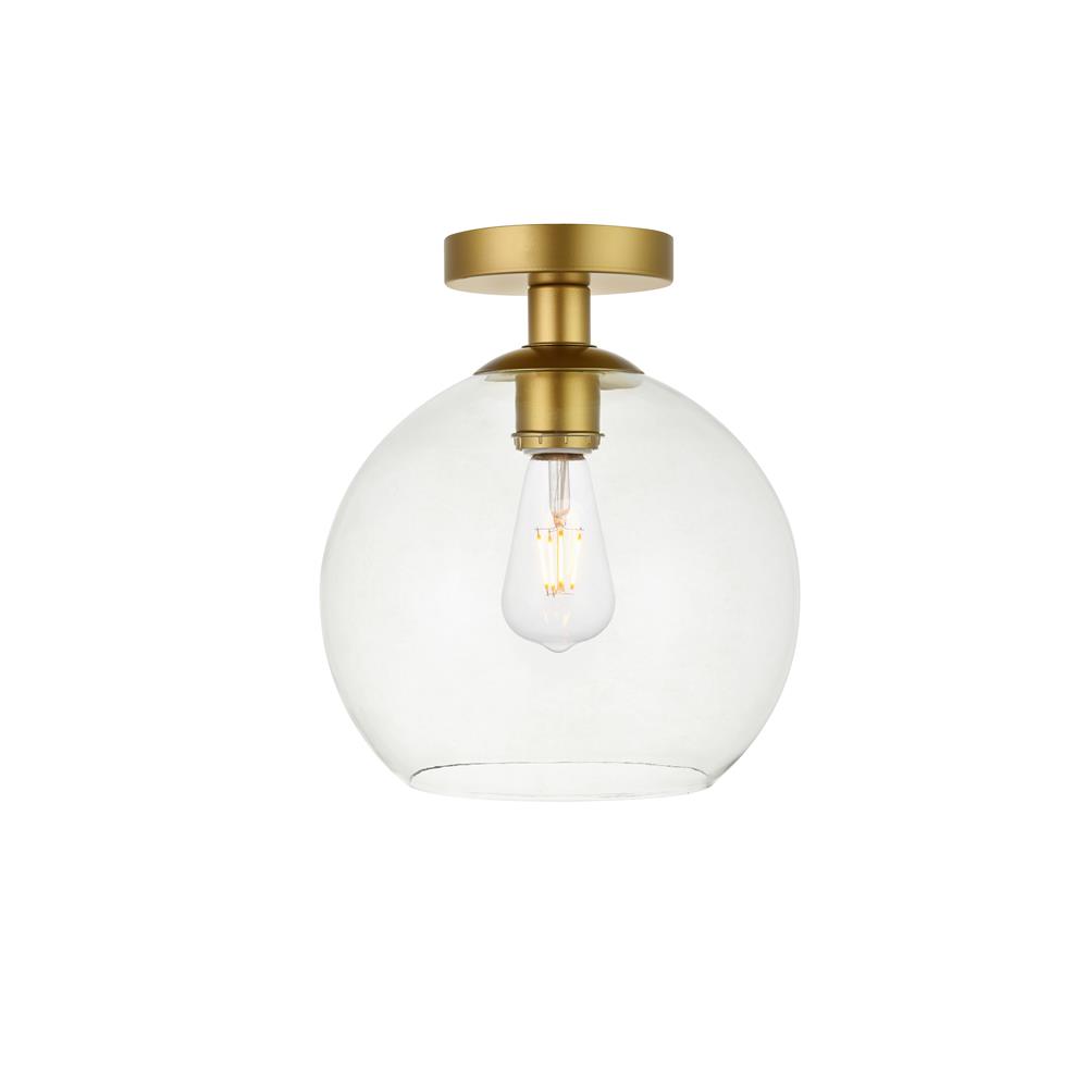 Living District by Elegant Lighting LD2210BR Baxter 1 Light Brass Flush Mount With Clear Glass