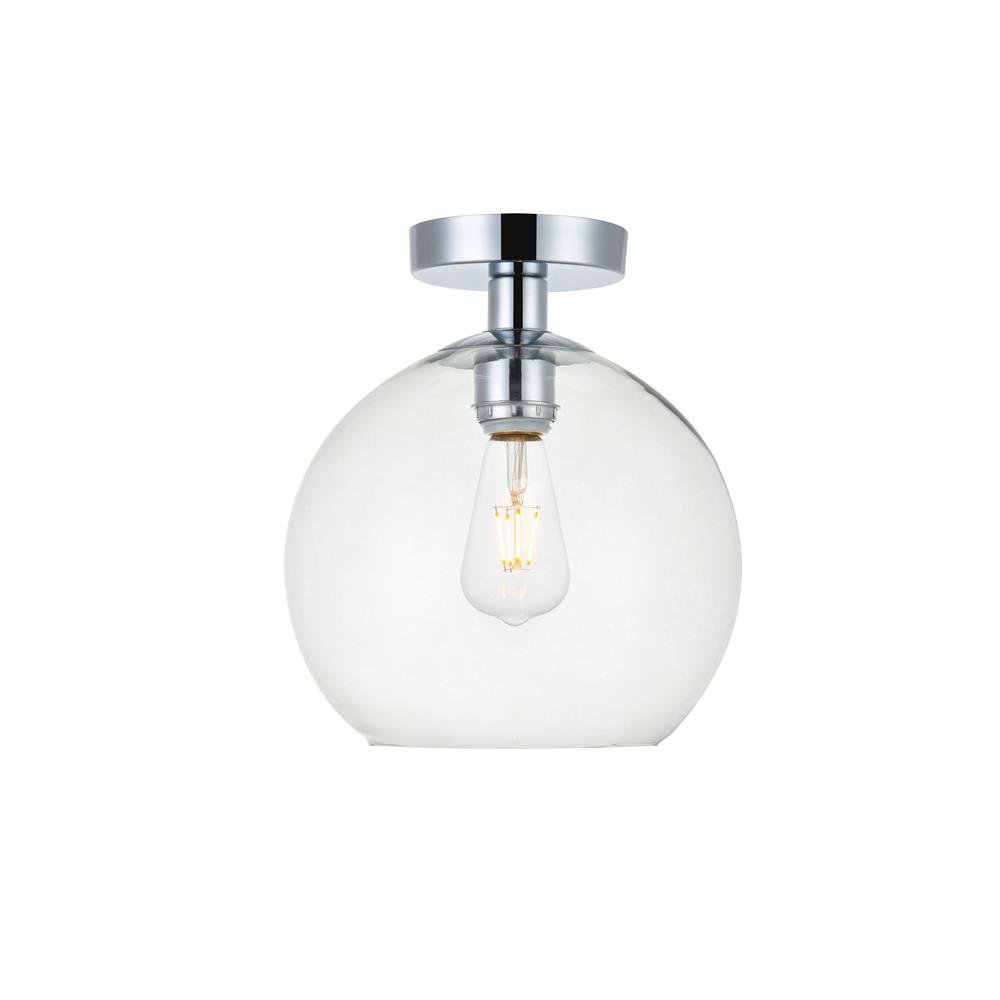 Living District by Elegant Lighting LD2210C Baxter 1 Light Chrome Flush Mount With Clear Glass