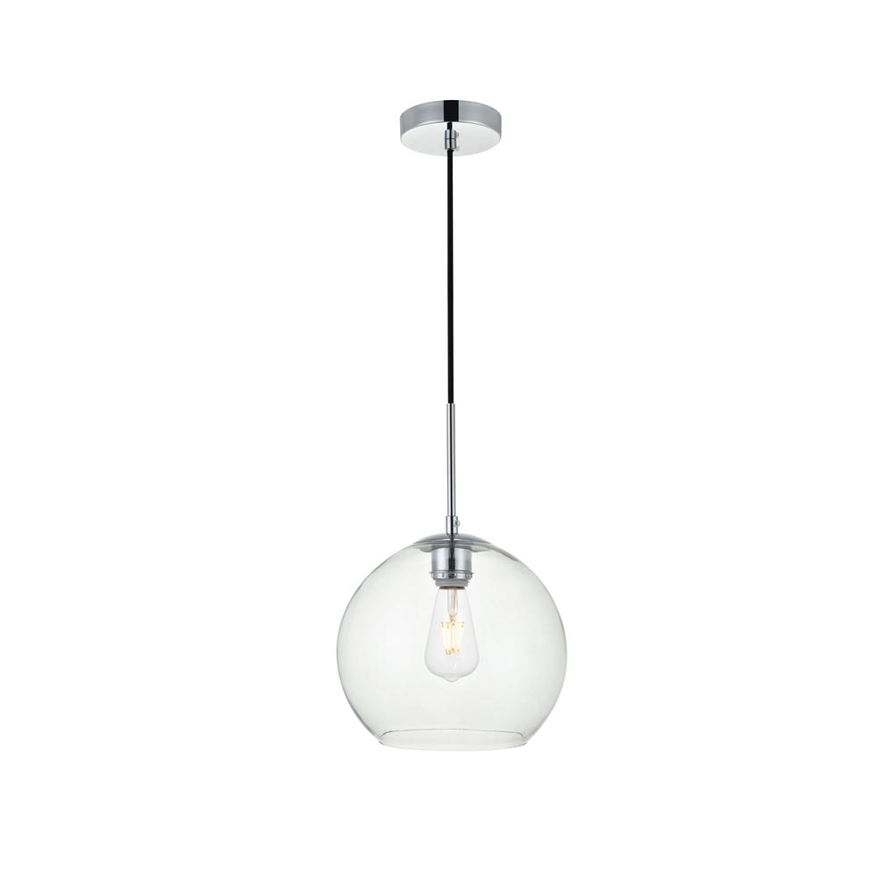 Living District by Elegant Lighting LD2212C Baxter 1 Light Chrome Pendant With Clear Glass