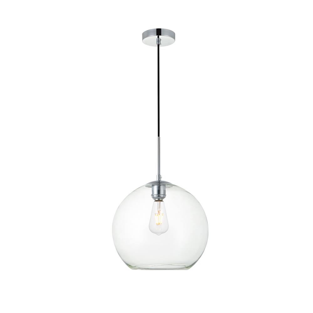 Living District by Elegant Lighting LD2224C Baxter 1 Light Chrome Pendant With Clear Glass
