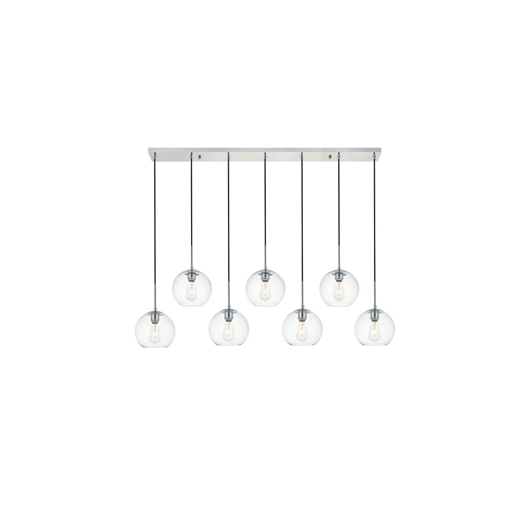 Living District by Elegant Lighting LD2230C Baxter 7 Lights Chrome Pendant With Clear Glass