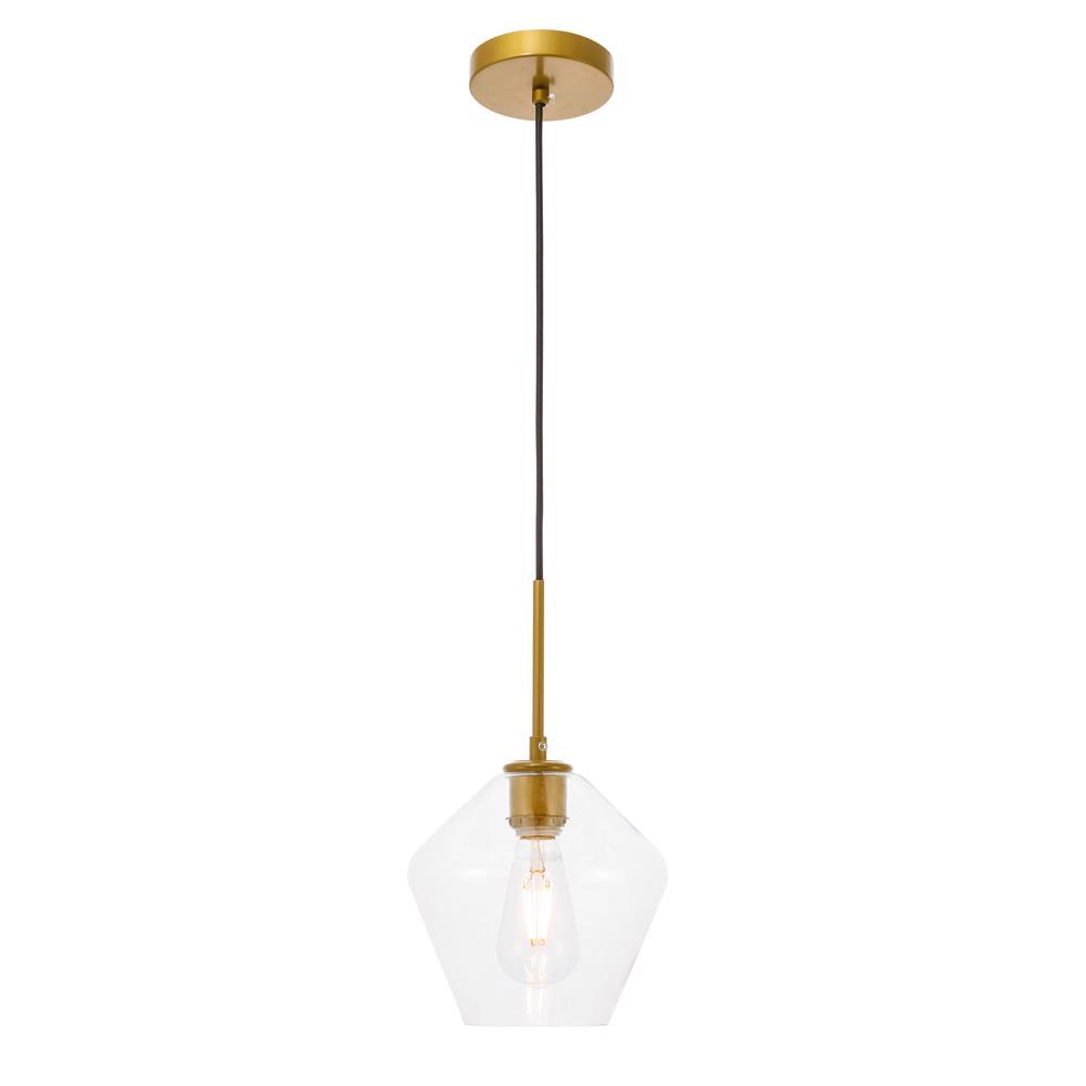 Living District by Elegant Lighting LD2256BR Gene 1 light Brass and Clear glass pendant