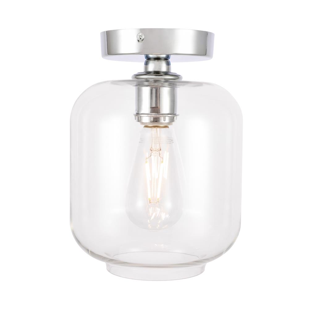 Living District by Elegant Lighting LD2270C Collier 1 light Chrome and Clear glass Flush mount