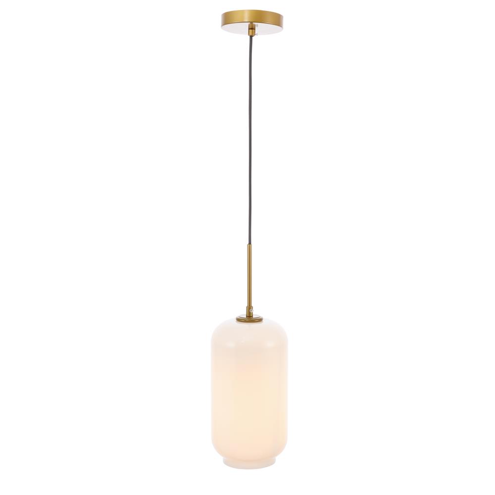 Living District by Elegant Lighting LD2277BR Collier 1 light Brass and Frosted white glass pendant