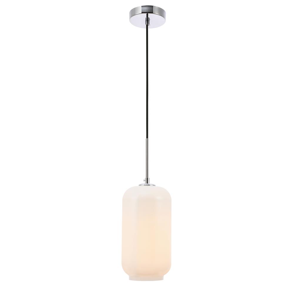Living District by Elegant Lighting LD2277C Collier 1 light Chrome and Frosted white glass pendant